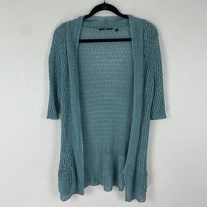 BOSS Hugo Boss Knit Cardigan Sweater Women's Small Blue Open Front 100% Linen‎